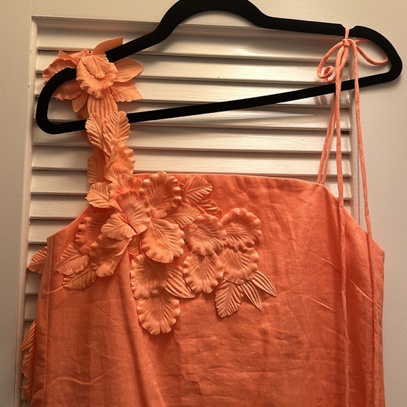 ZIMMERMAN Floral-Appliqué Linen Dress - Picture 2 of 7